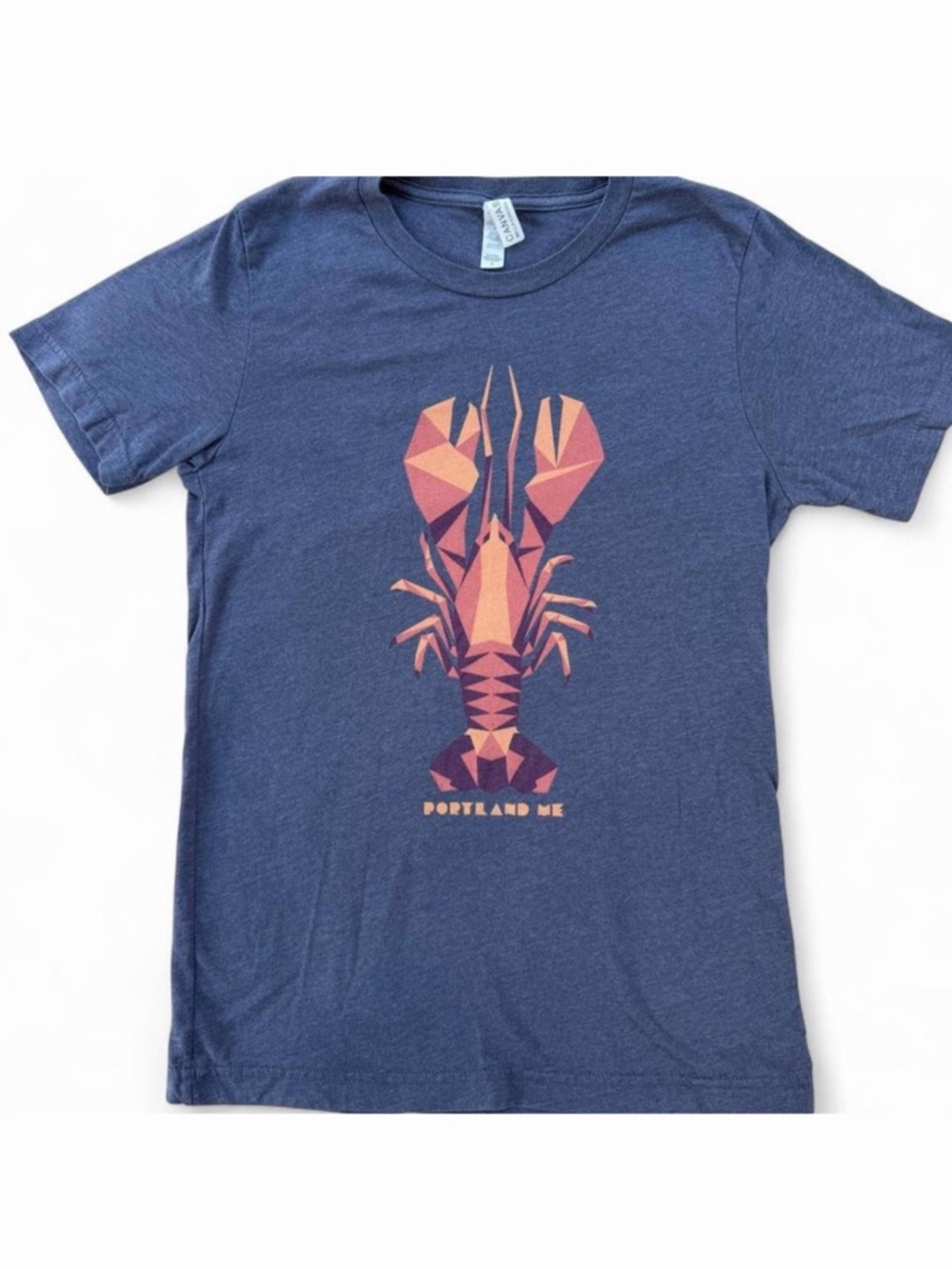 Portland Maine Navy Blue Geometric Lobster Graphic T-Shirt - Men Small